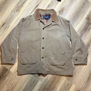 Vintage Land's End Chore Jacket Field Barn Coat Corduroy Lined Plaid Men's #11